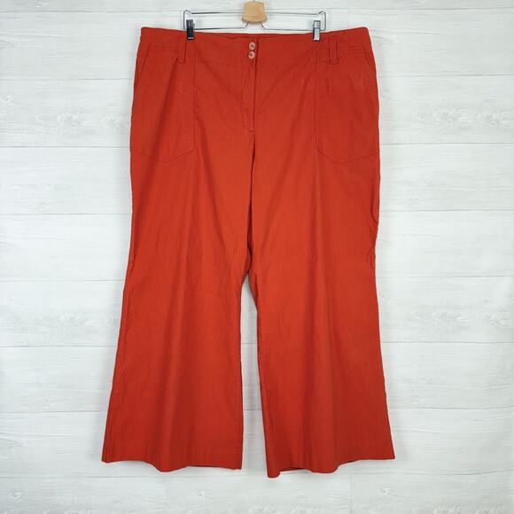 Anthropologie Maeve The Naomi Wide-Leg Flare Pants Plus Size 26W Orange Preppy - Picture 2 of 16